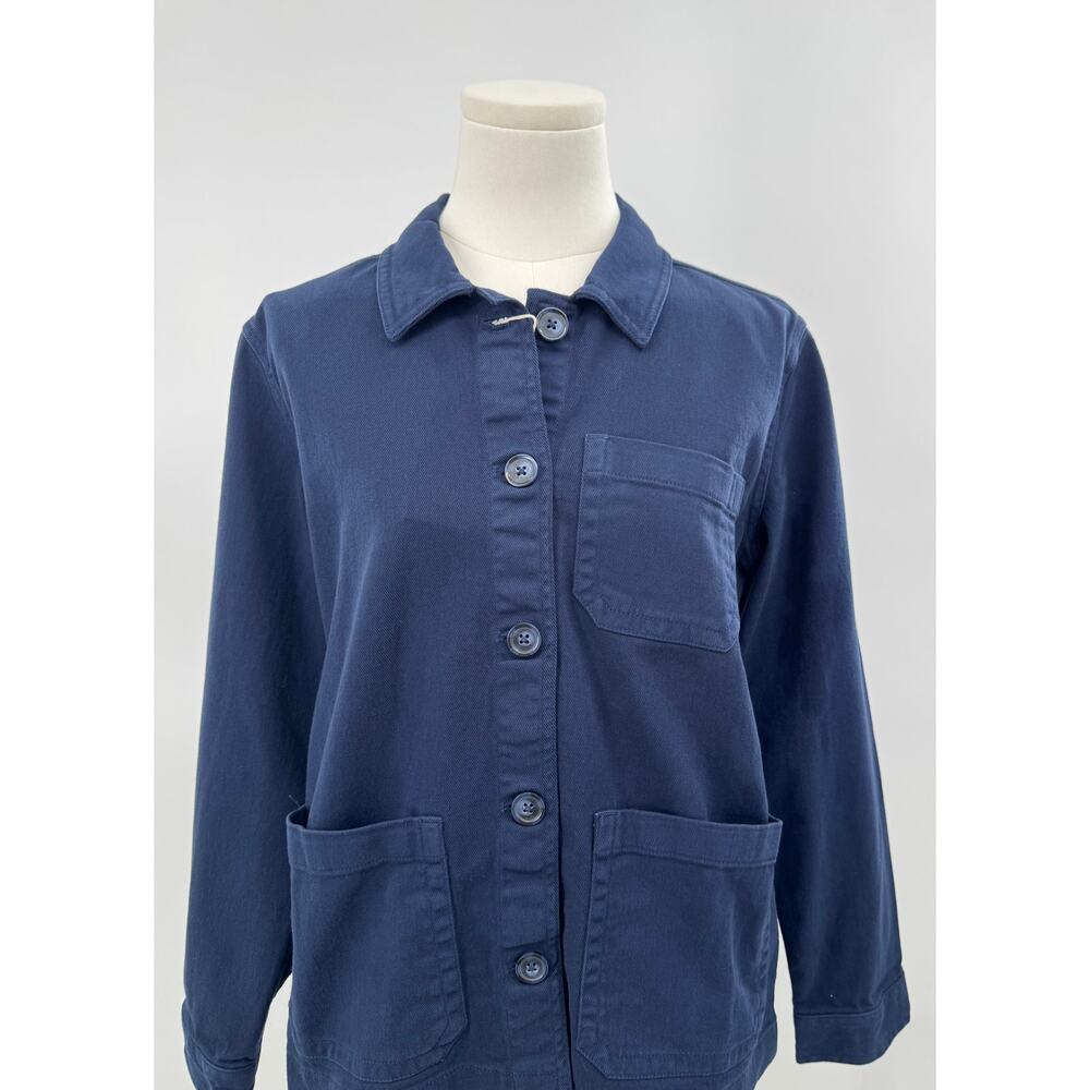 Quince Womens Navy Blue Chore Jacket Stretch Twill Cotton Blazer Small NWT
